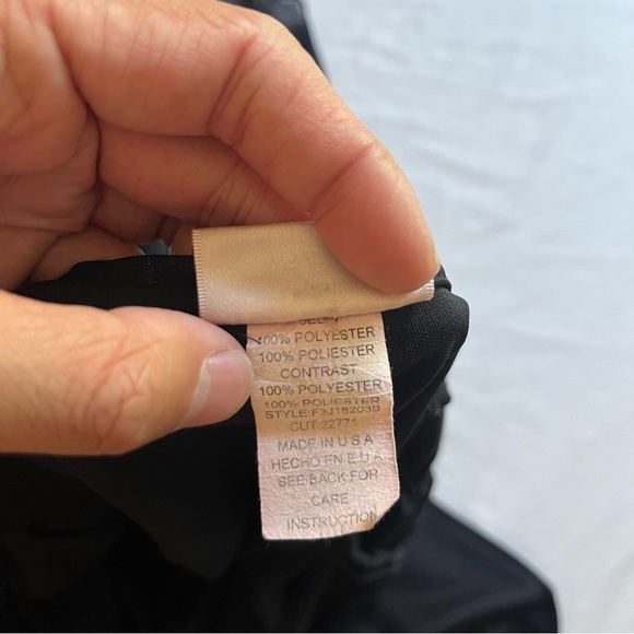 FINESSE vintage black knit mesh tank ruched asymmetrical wide leg jumpsuit - Picture 6 of 6